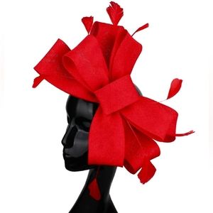 Beloved Millinery Stunning Big Red Bold Bow Fascinator Feathers Tea Derby Brunch